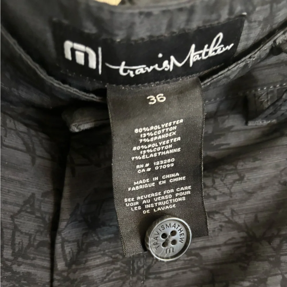 Travis Mathew Men’s Charcoal Patterned Fishing Golf Activewear Summer Shorts